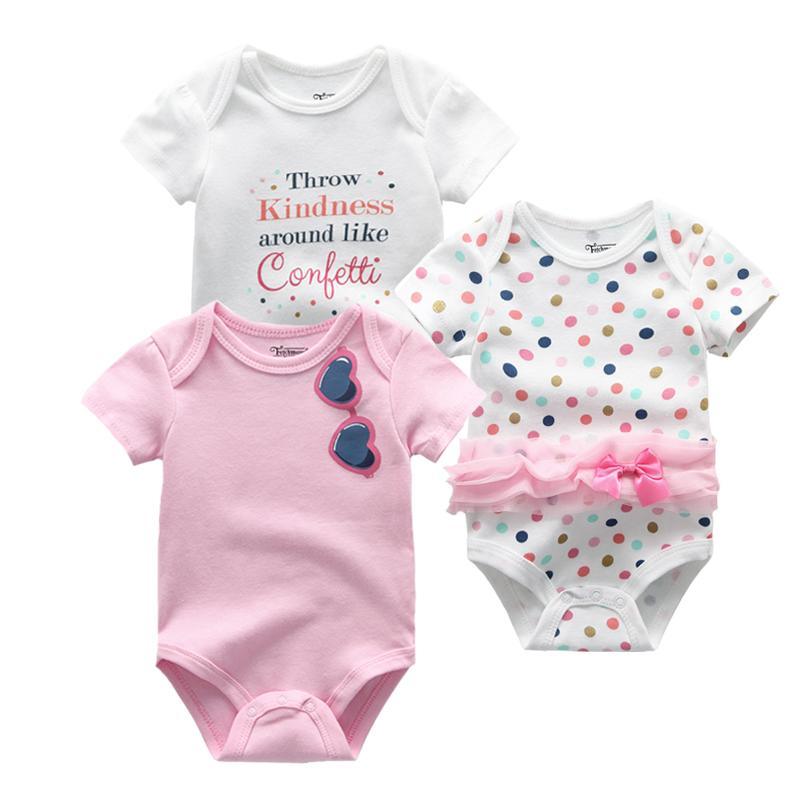 Pink Confetti Baby Girl Cotton Bodysuit for Newborn Bodysuit Rompers Baby Girl Clothes Girls Clothing Unisex 0-12M Baby Boy Clothes Newborn Clothes short-sleeved Bodysuit - Thetoddly