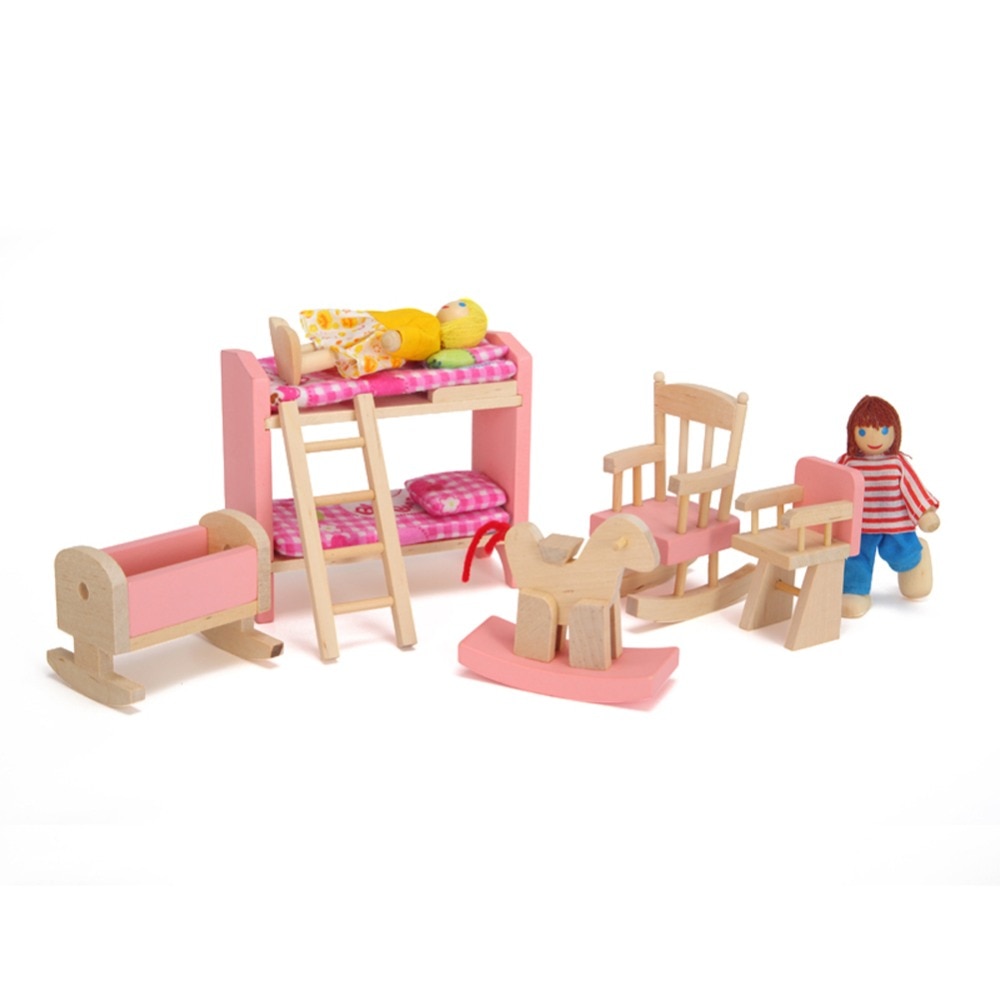 Mini Doll House Furniture Toy Set Kids Bedroom Toys