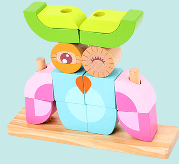 Animal Wooden Building Blocks Wooden Blocks Puzzle Toy - The Toddly