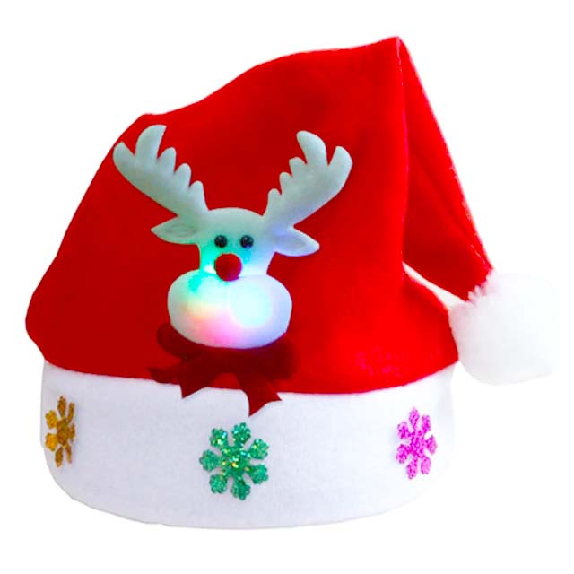 LED Christmas Hats Light Up Cap Rolig Santa Snowman Älg