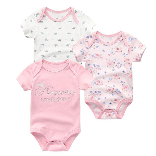 3-pack Pink Cotton Bodysuit Rompers for newborns - TheToddly