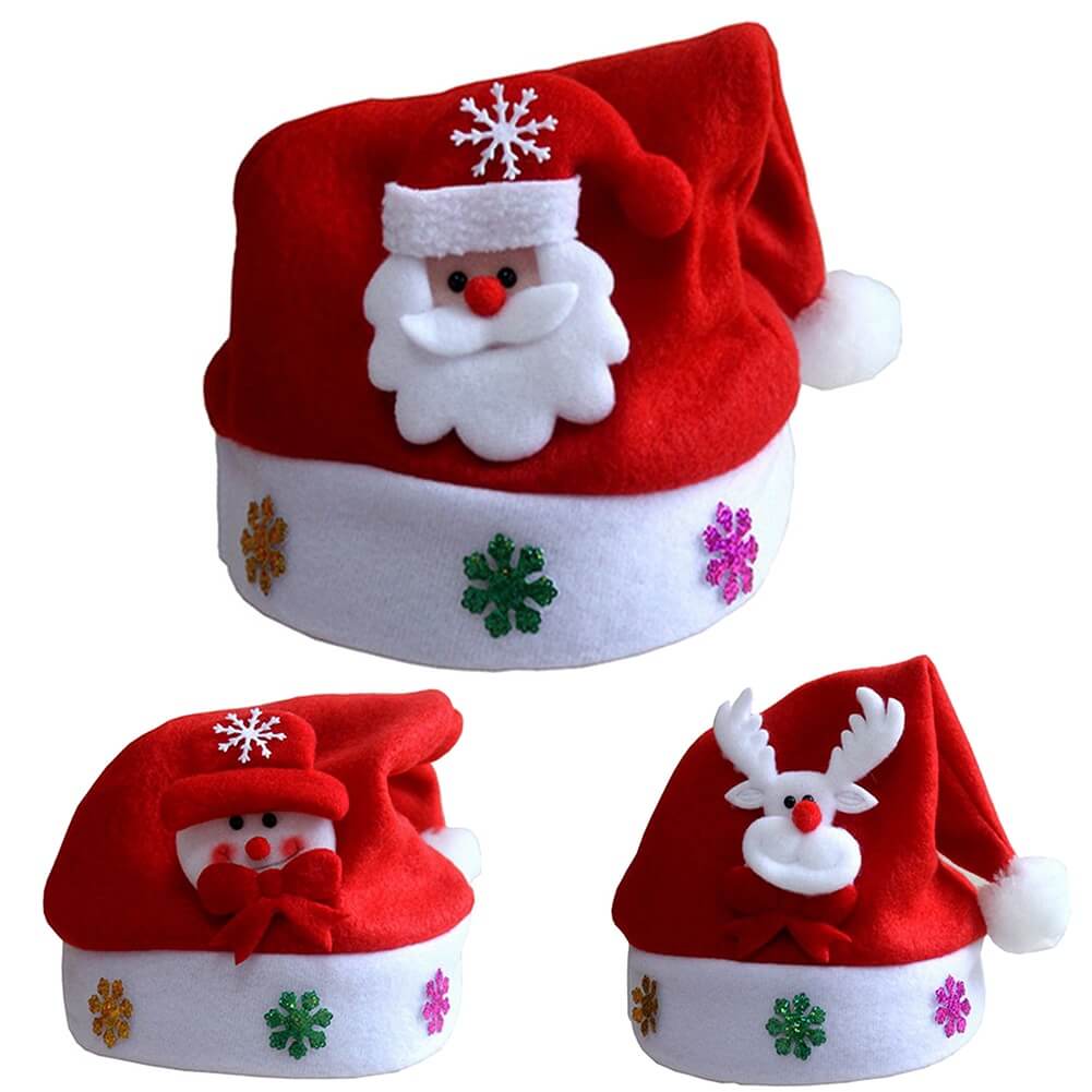 LED Christmas Hats Light Up Cap Funny Santa Snowman Elk