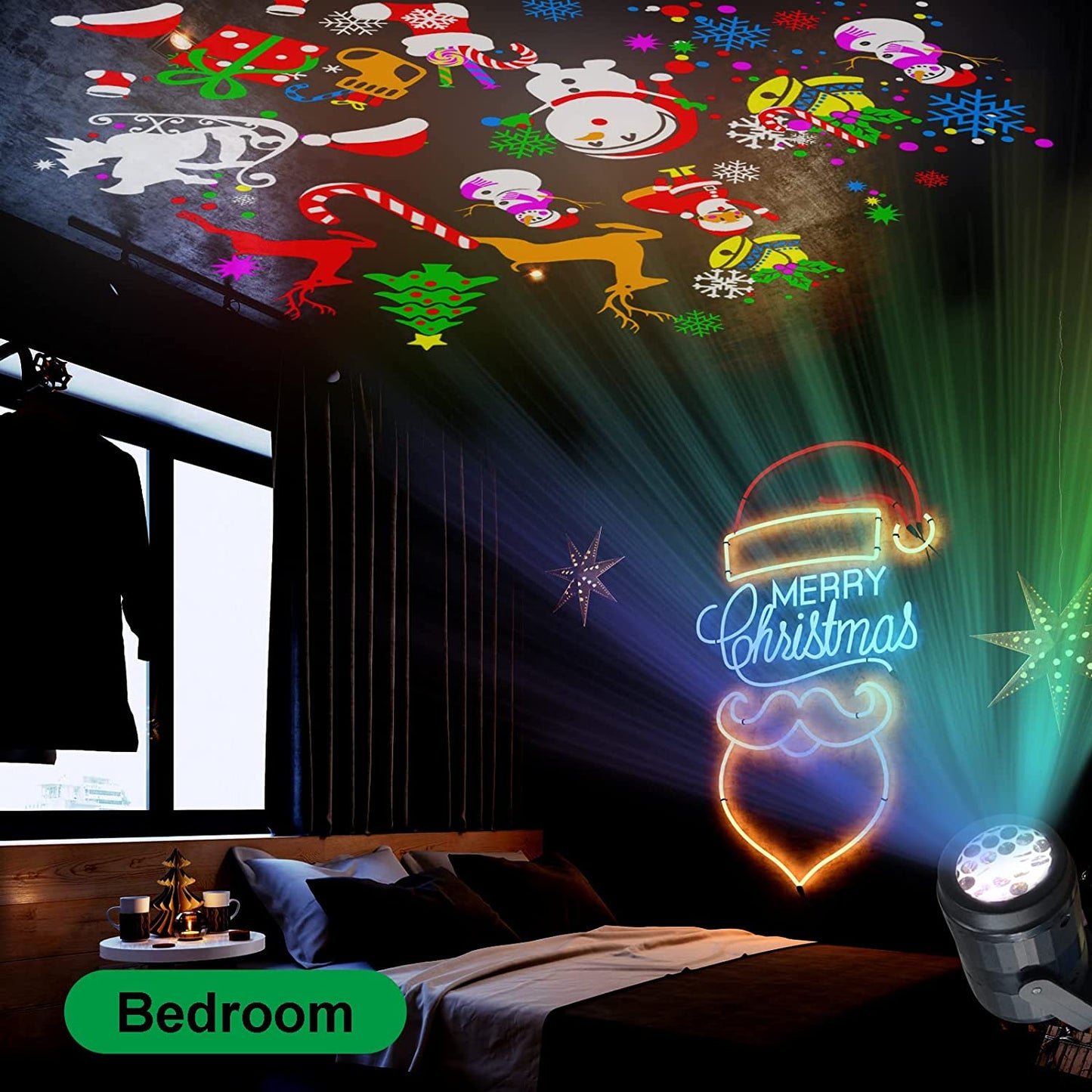 LED Christmas Projector Lamp 16-Pattern Rotating Lights