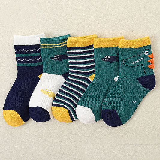 TUTU Kids Cotton Socks 5-Pack Kids Socks for 2-6 Year Olds Green Socks Boys cotton socks Girls cotton socks - Thetoddly