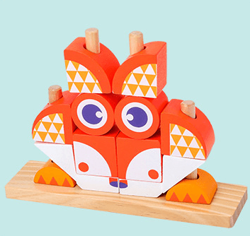 Animal Wooden Building Blocks Wooden Blocks Puzzle Toy - The Toddly