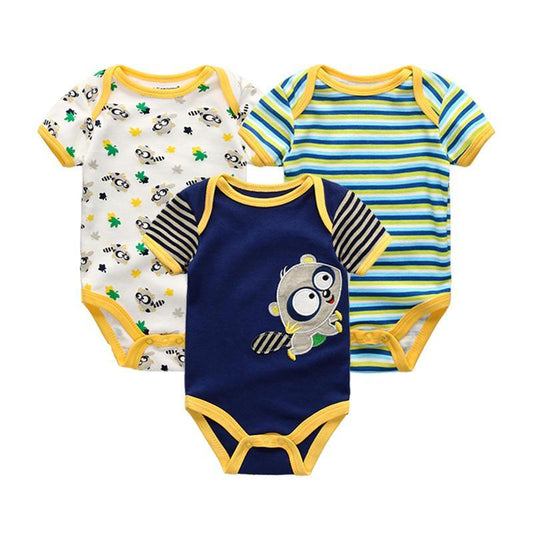 Racoon Baby Bodysuit Trio Summer Onesie for newborns Bodysuit for Newborn Bodysuit Baby Onesie Baby Clothing Unisex 0-12M Baby Boy Clothes Newborn Clothes short-sleeved Bodysuit - Thetoddly