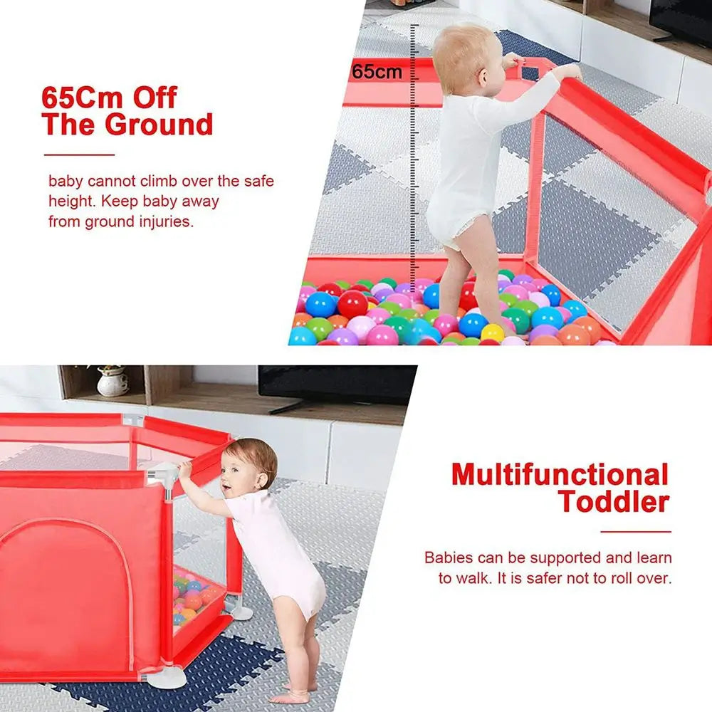 Bayly ball pit playpen for babies indoor game pool ball pool baby fence red bollhav ballenbak ballebad kids safety fence thetoddly.com