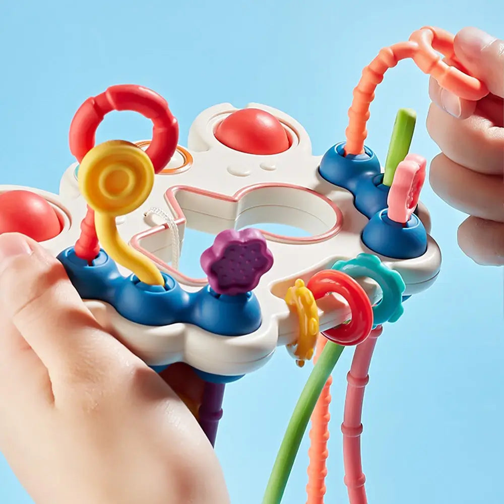 Bilibi Pull String Activity Toy for Toddlers Soft Baby Toys Baby Travel Toys Pop it Toys Toddler Toys Toys for Kids Silicone Toys Baby Toys Car Toys TheToddly