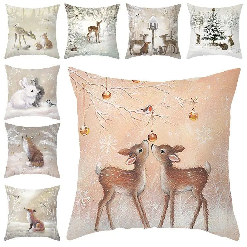 Christmas decoration pillow cases with animal prints