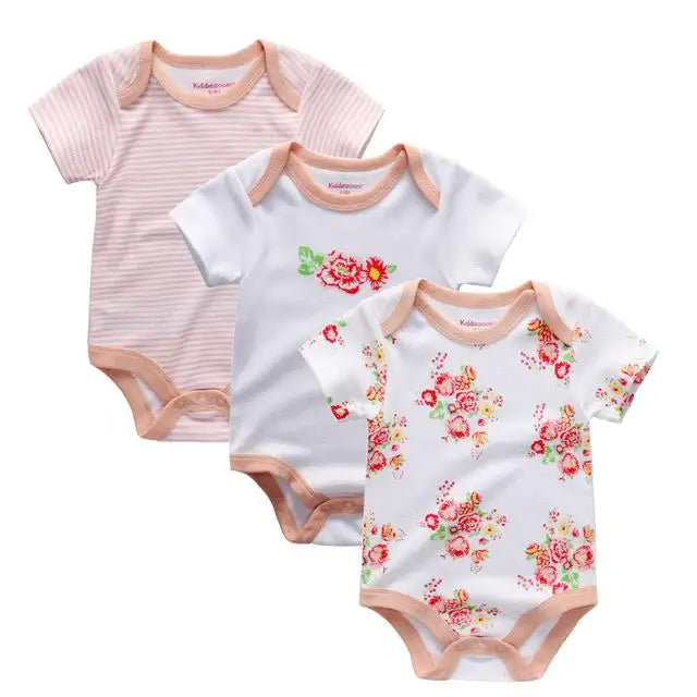 3-pc Floret Baby Bodysuit Set Baby Girl Clothes Girls Clothing Unisex 0-12M Baby Boy Clothes Soft Cotton Bodysuit - Thetoddly