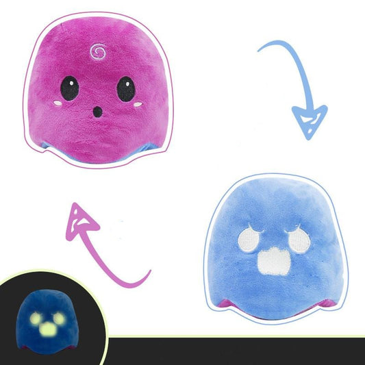 Glowing Flipping Mask Pacman Mood Flipping Plushie Toy Pink Blue