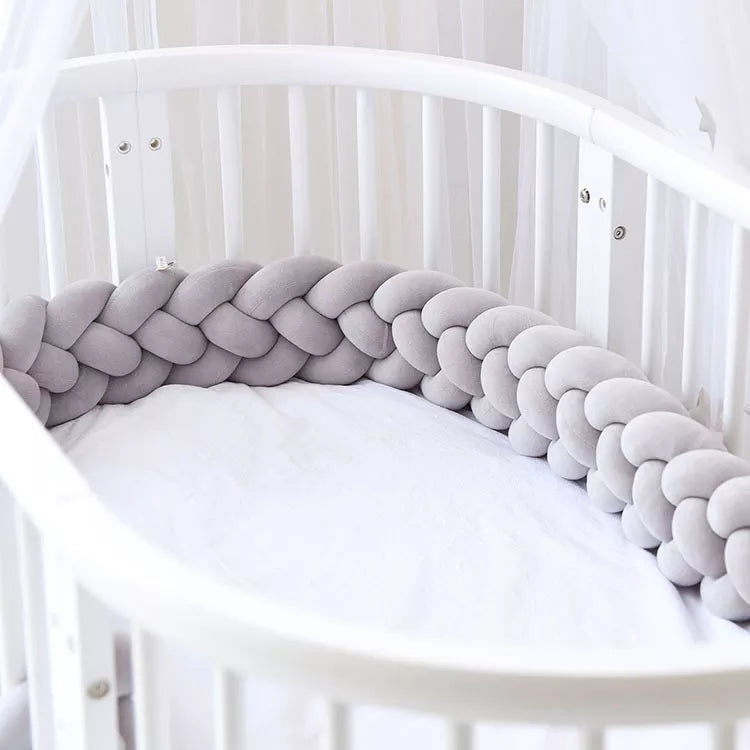 Plaited Baby Crib Bumper Braided Baby Cot Protector Cushion TheToddly