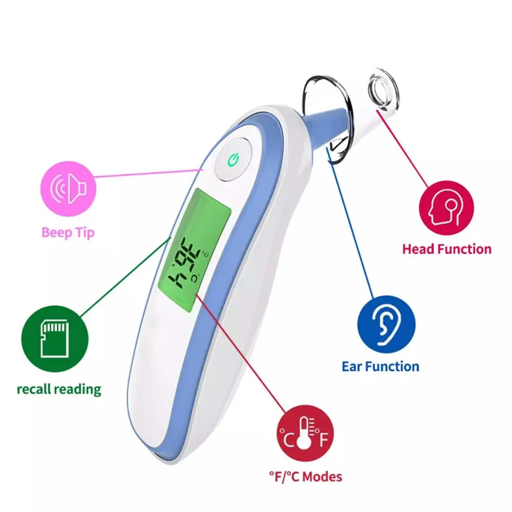 LCD Infrared Thermometer Dual Mode Digital Thermometer Forehead Ear Thermometer Clinical Thermometer for Kids Fast Thermometer - Thetoddly