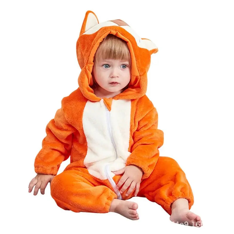 LittleOnes Hooded Jumpsuit for Toddlers Romper Baby Boys Girls Baby Clothing Toddler Infant Pajamas Winter Baby Clothes Orange Fox Costume Romper Baby TheToddly