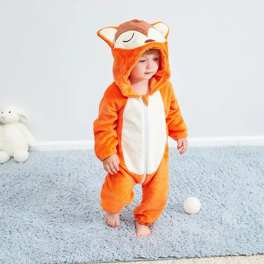 LittleOnes Hooded Jumpsuit for Toddlers Romper Baby Boys Girls Baby Clothing Toddler Infant Pajamas Winter Baby Clothes Orange Fox Costume Romper Baby TheToddly