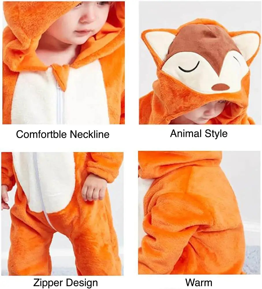 LittleOnes Hooded Jumpsuit for Toddlers Romper Baby Boys Girls Baby Clothing Toddler Infant Pajamas Winter Baby Clothes Orange Fox Costume Romper Baby TheToddly