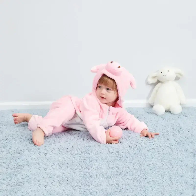 LittleOnes Hooded Jumpsuit for Toddlers Romper Baby Boys Girls Baby Clothing Toddler Infant Pajamas Winter Baby Clothes Pink Pig Costume Romper Baby TheToddly