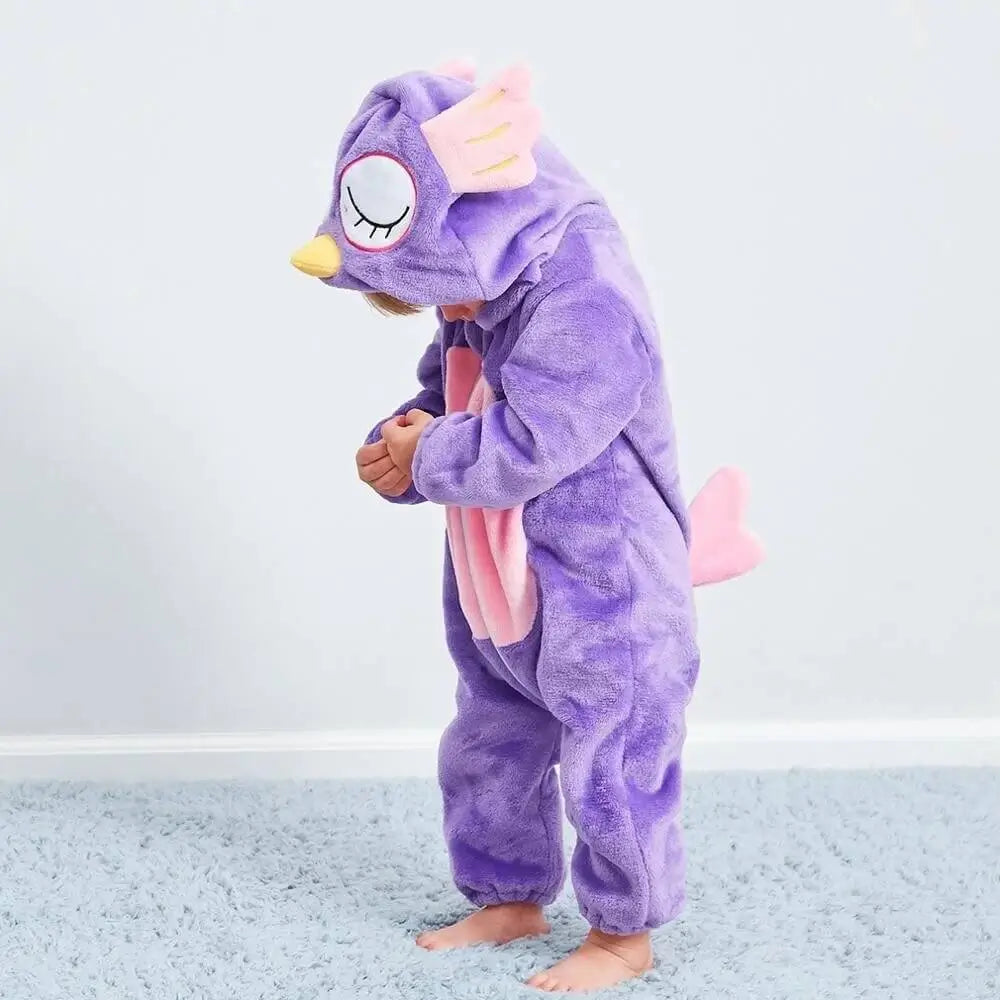 LittleOnes Hooded Jumpsuit for Toddlers Romper Baby Boys Girls Baby Clothing Toddler Infant Pajamas Winter Baby Clothes Purple Owl Costume Romper Baby TheToddly