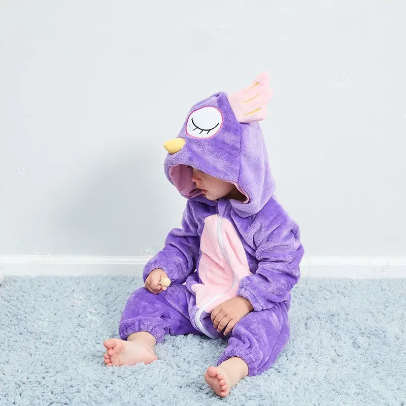 LittleOnes Hooded Jumpsuit for Toddlers Romper Baby Boys Girls Baby Clothing Toddler Infant Pajamas Winter Baby Clothes Purple Owl Costume Romper Baby TheToddly