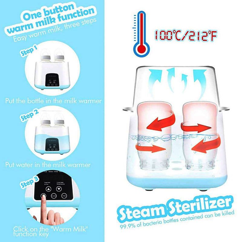 Dual Baby Bottle Warmer and Sterilizer with LED Display