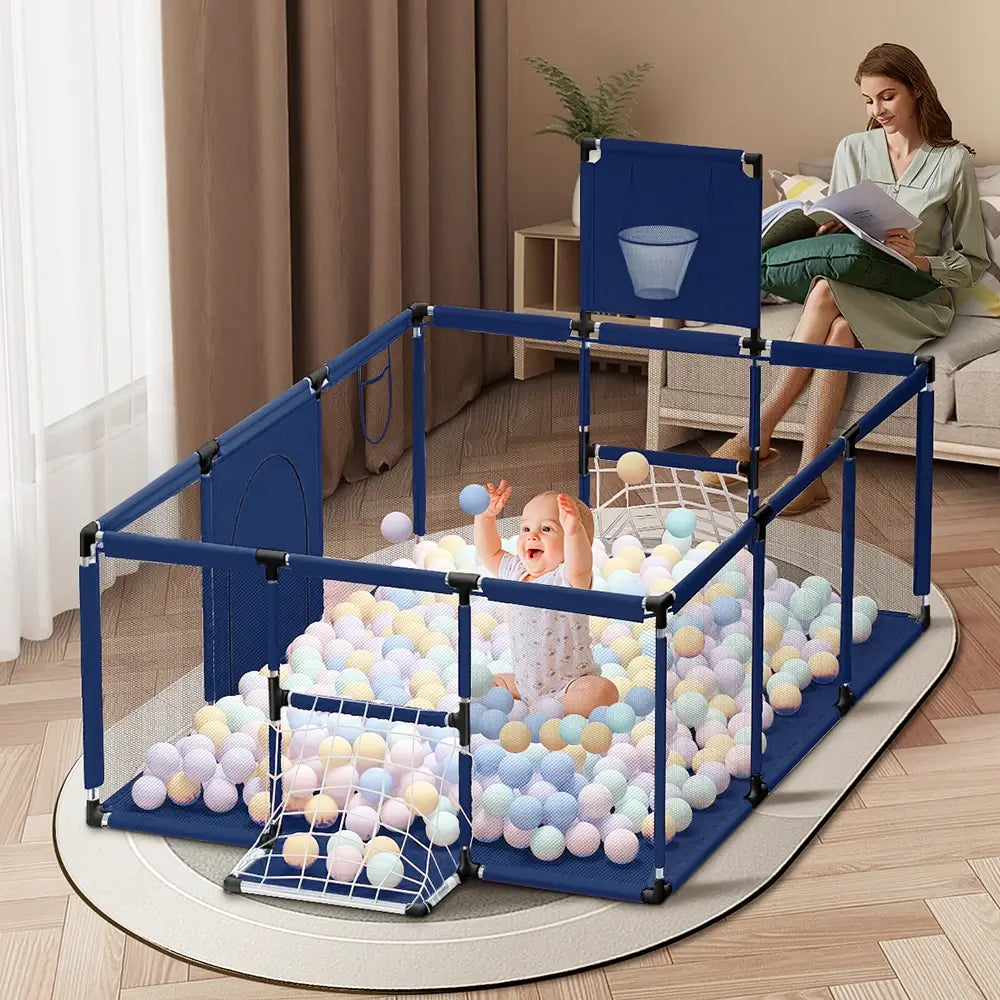 Paradise Baby Playpen Blue Large Play Yard Baby Safety Baby Fence Lekhage kinderbox Laufstall Spielplatz TheToddly