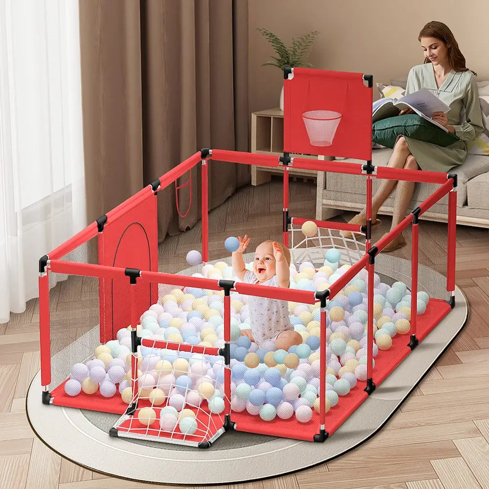 Paradise Baby Playpen Red Large Play Yard Baby Safety Baby Fence Lekhage kinderbox Laufstall Spielplatz TheToddly