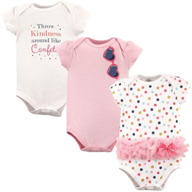 Confetti Pink Bodysuit for Baby Girl Newborn Bodysuit Rompers Baby Girl Clothes Girls Clothing Unisex 0-12M Baby Boy Clothes Newborn Clothes short-sleeved Bodysuit - Thetoddly