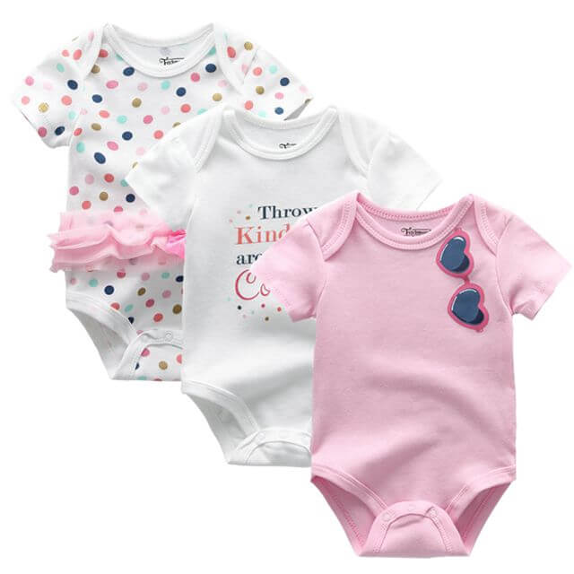 Pink Confetti Baby Girl Bodysuit for Newborn Bodysuit Rompers Baby Girl Clothes Girls Clothing Unisex 0-12M Baby Boy Clothes Newborn Clothes short-sleeved Bodysuit - Thetoddly