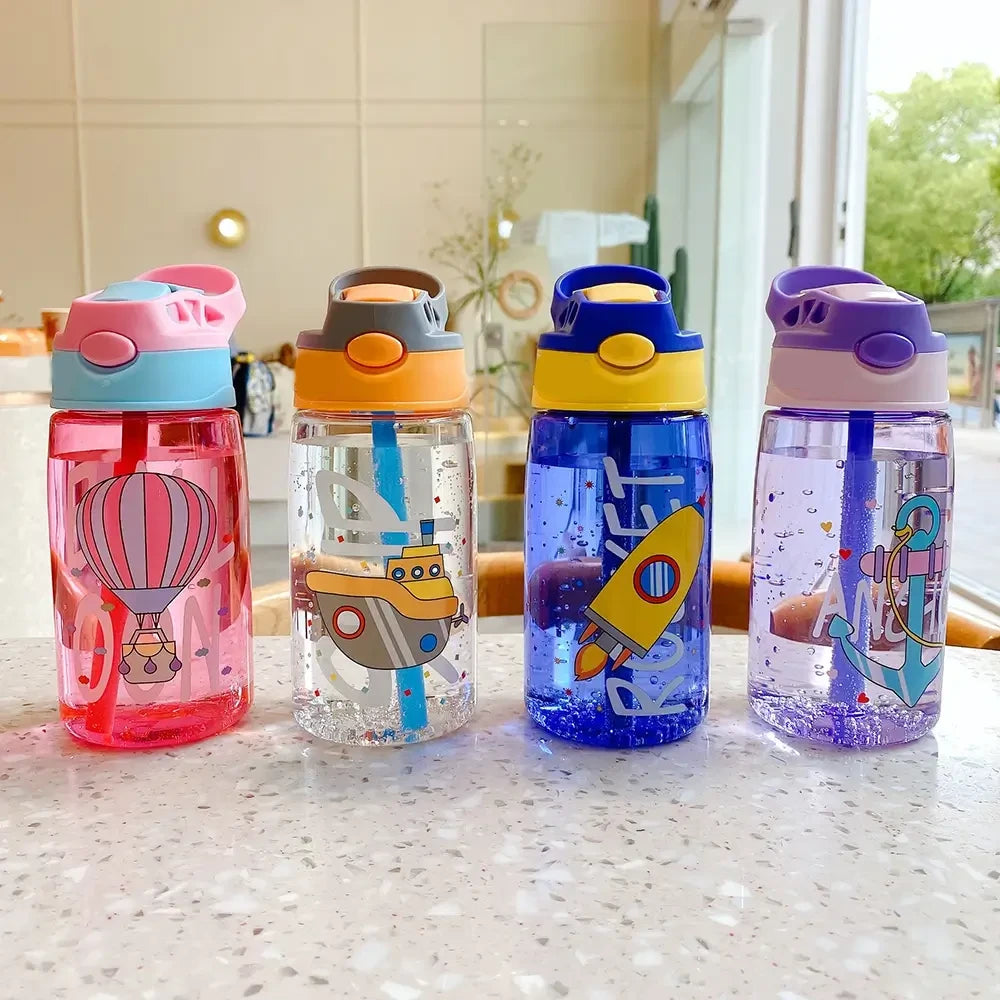 Popup Straw Water Bottle 480ml Kids Drinking Bottle Blue Yellow Orange Pink Children Water Bottles Sipper Bottle For Kids Toddlers Drinking Bottle Wasserflasche bouteille d'eau waterfles vattenflaska TheToddly