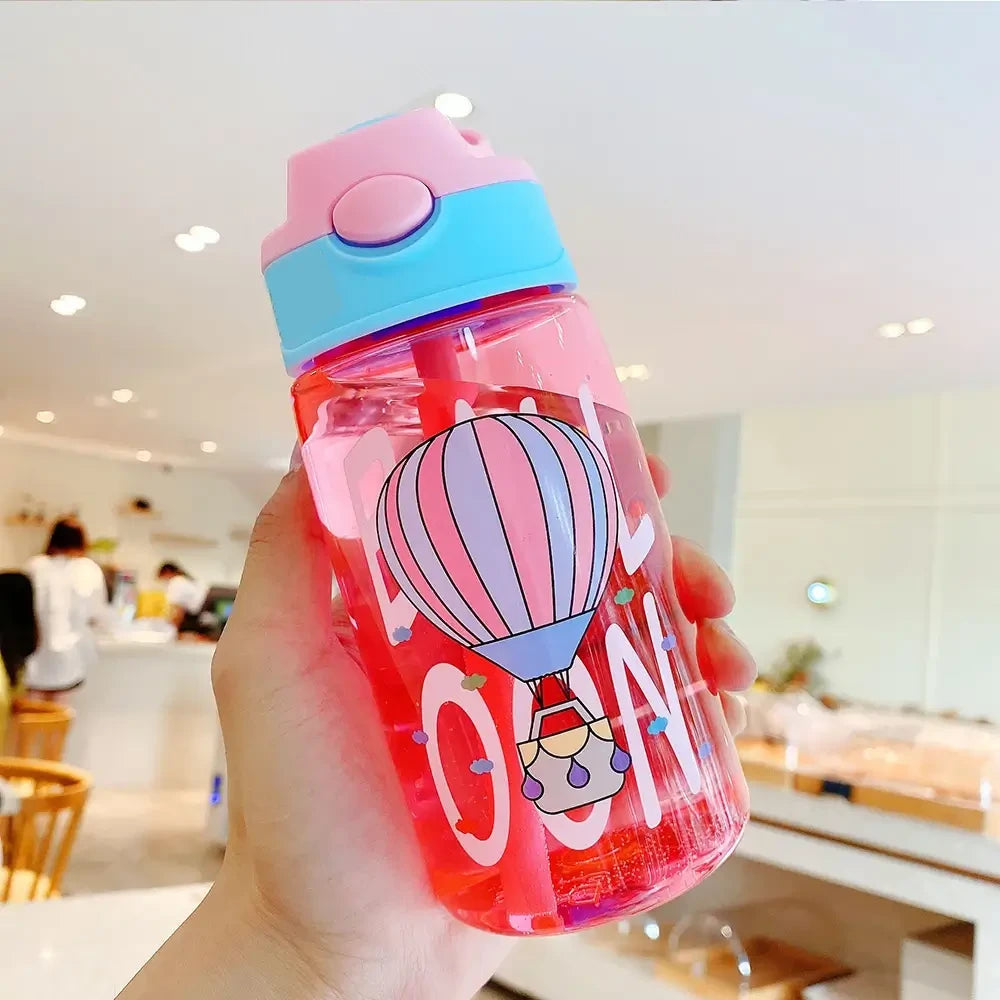 Popup Straw Water Bottle 480ml Kids Drinking Bottle Pink Blue Children Water Bottles Sipper Bottle For Kids Toddlers Drinking Bottle Wasserflasche bouteille d'eau waterfles vattenflaska TheToddly