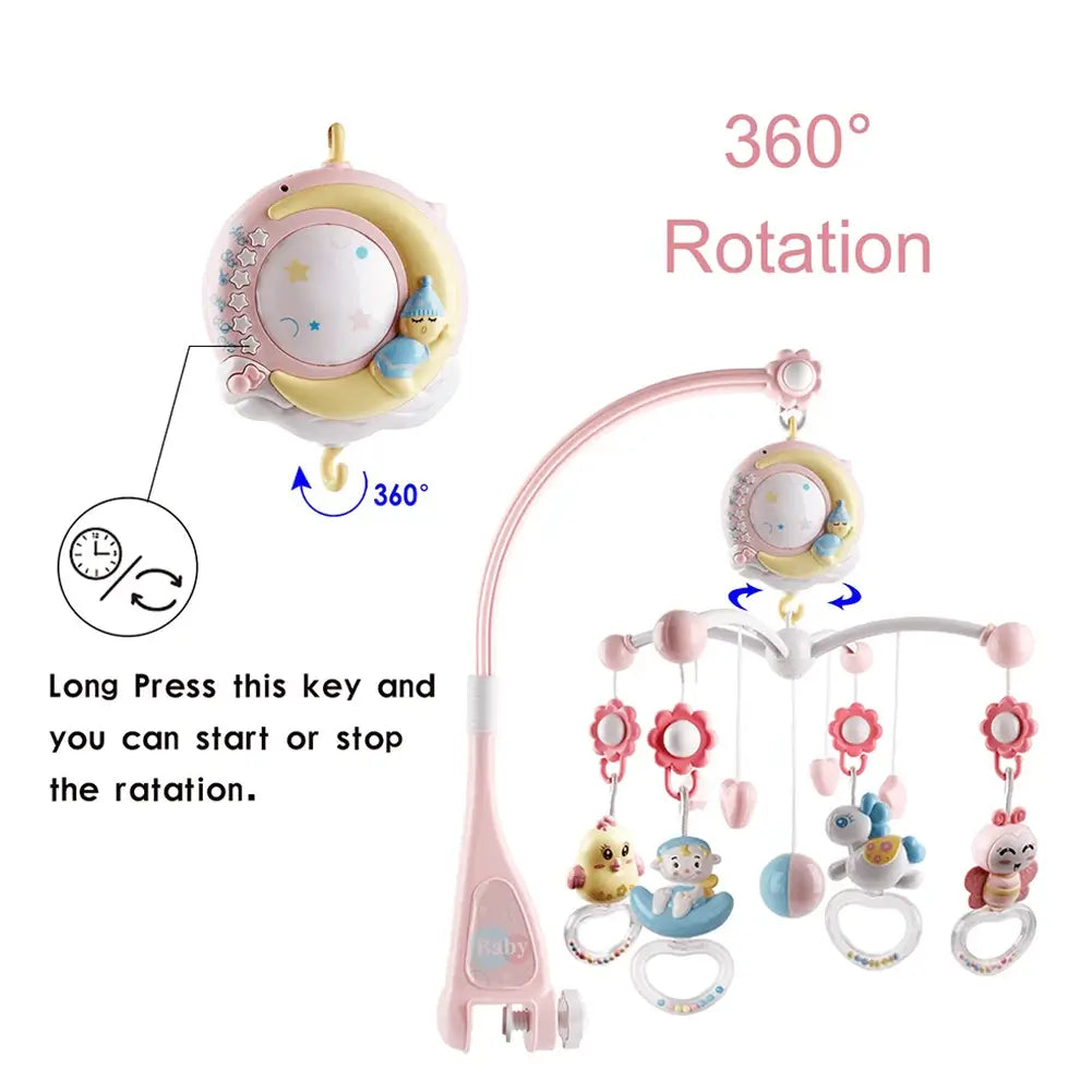 Starlight Rotating Baby Crib Mobile with Music Box Projector Baby Crib Toy Bed Toys TheToddly