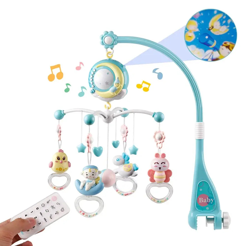 Starlight Rotating Baby Crib Mobile with Music Box Projector Blue Baby Crib Toy Bed Toys TheToddly