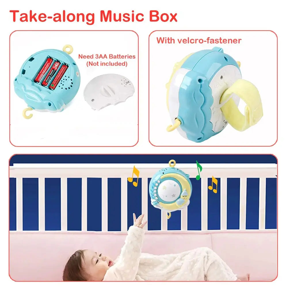 Starlight Rotating Baby Crib Mobile with Music Box Projector Baby Crib Toy Bed Toys TheToddly