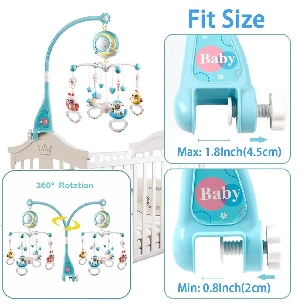 Starlight Rotating Baby Crib Mobile with Music Box Projector Baby Crib Toy Bed Toys TheToddly