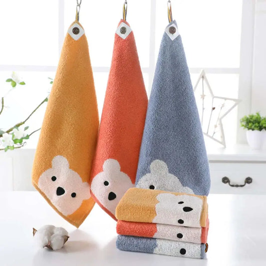 Teddy Face Kids Hand Towel Orange Red Blue Kinderhandtuch Essuie Mains Serviette Kinder Handdoek Handduk TheToddly