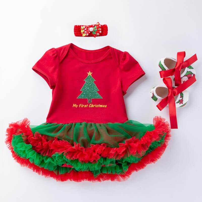Xmas Baby Girl Bodysuit Dress with Skirt and Shoes – TheToddly Xmas Baby Girl Bodysuit Dress with Skirt and Shoes – TheToddly