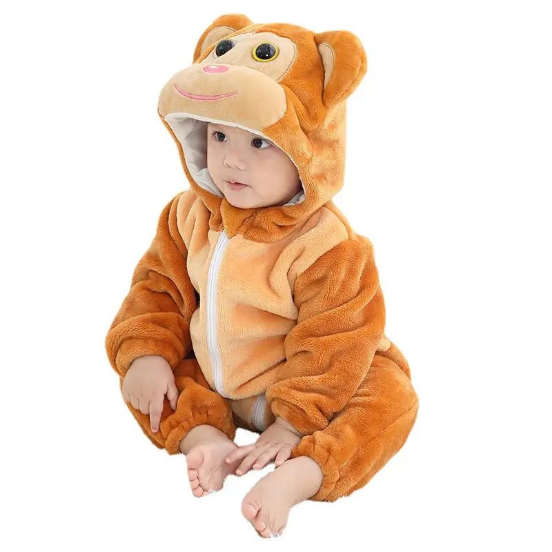 Zooby Kids Jumpsuit with Animal Face Hood Elephant 6 12 Months
