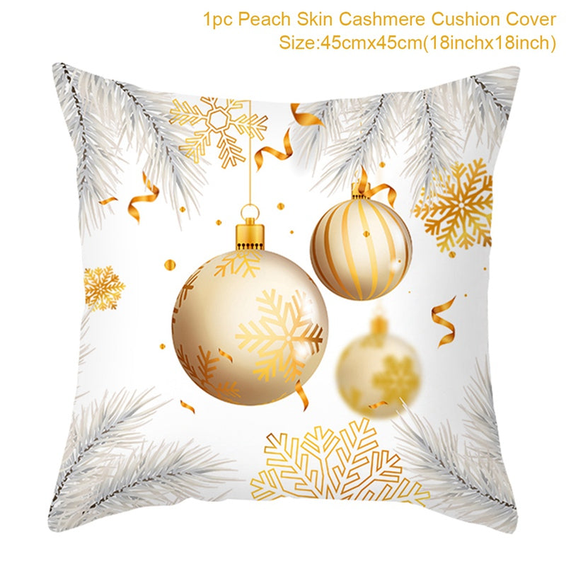 White pillowcover Christmas ball pattern in golden color