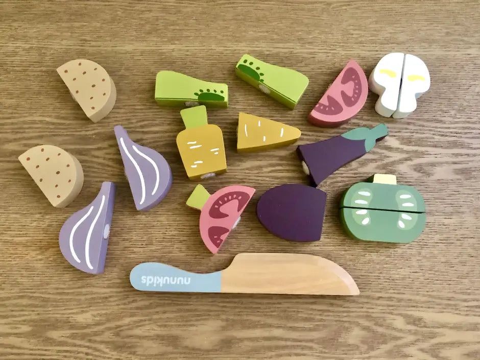 Wooden Kitchen Vegetable Cutting Set for Kids