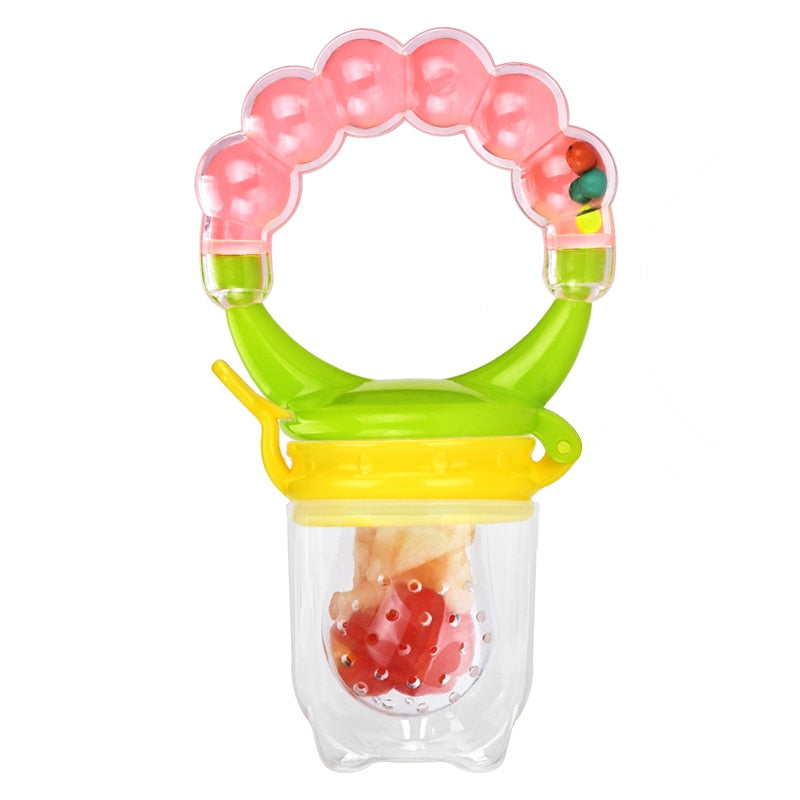 pink green baby food nibbler pacifier for 9 months olds