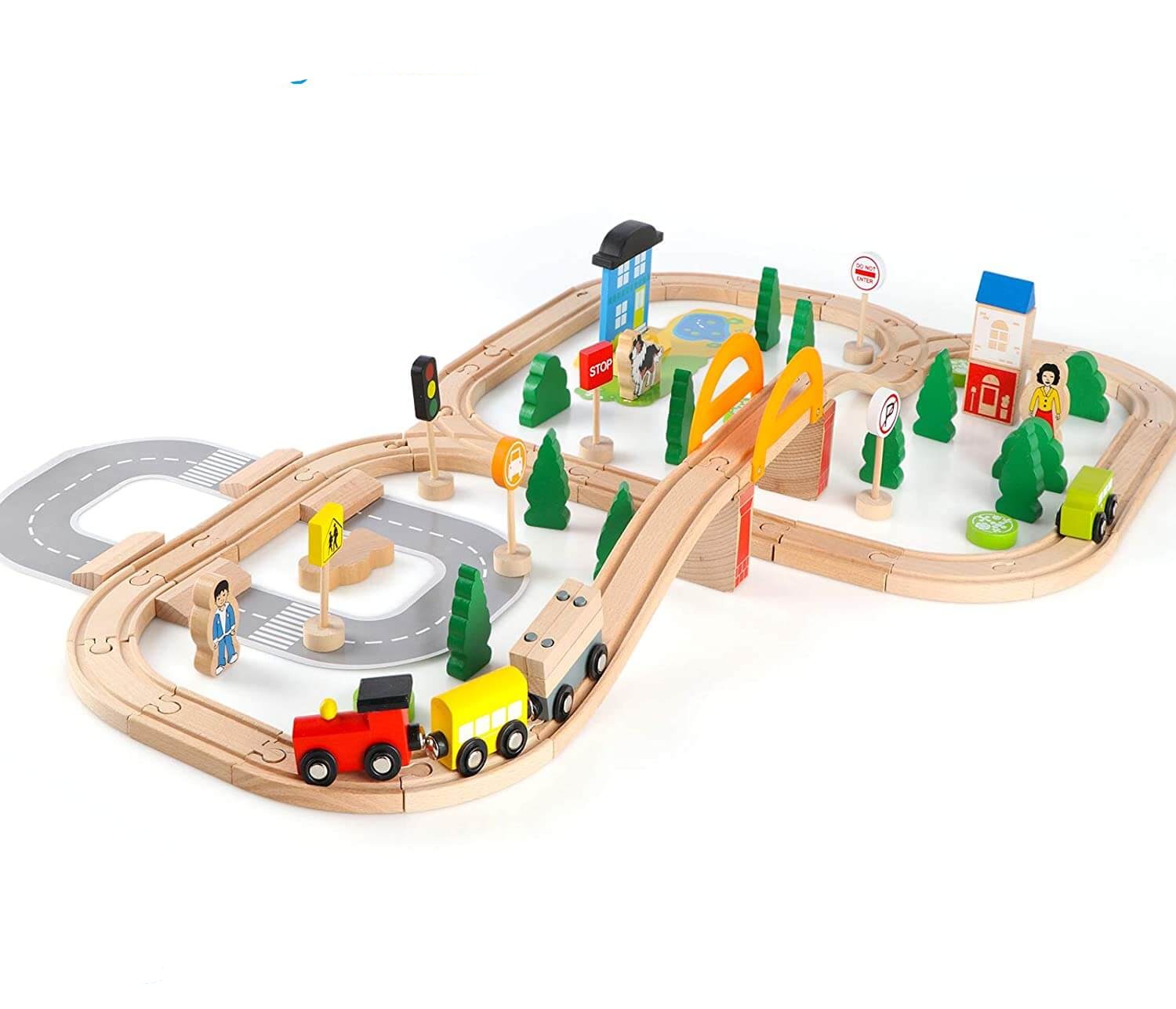 Toy Train Set for Kids Wooden Toys for 3 Year Olds